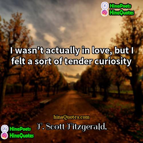 F Scott Fitzgerald Quotes | I wasn't actually in love, but I